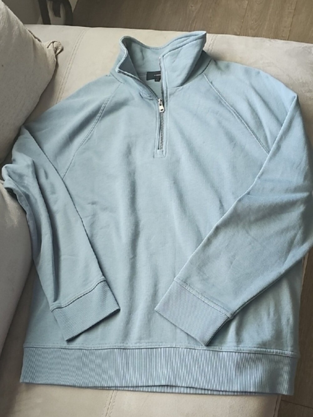 Vince Light Blue Quarter-Zip Pullover Sweater